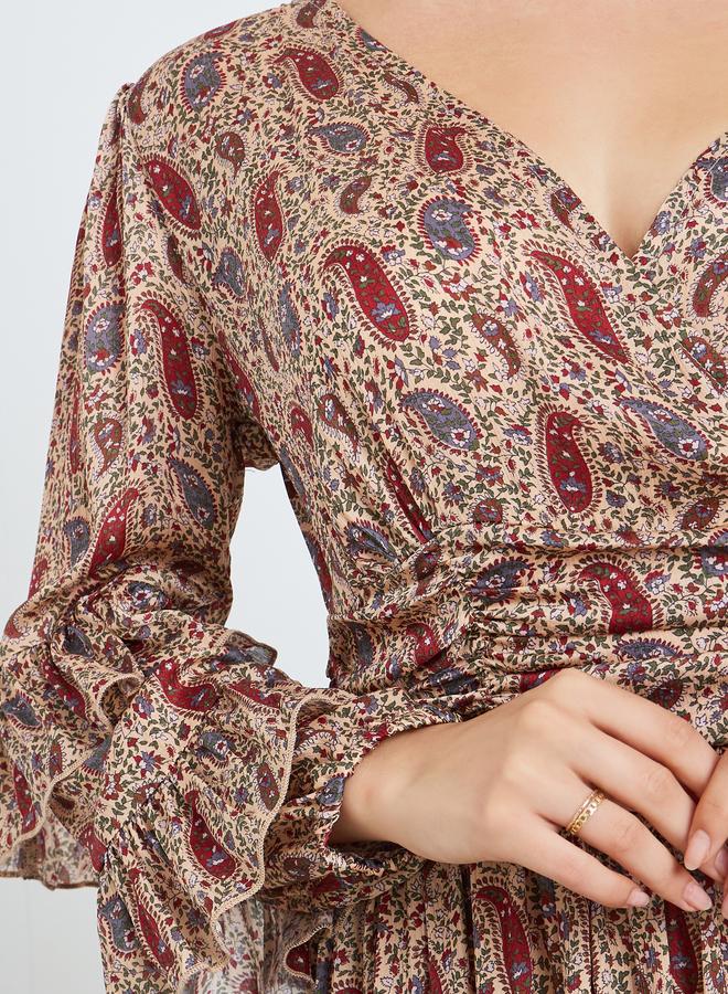 Styli Women Paisley Printed Pleated Maxi Dress - Image 3